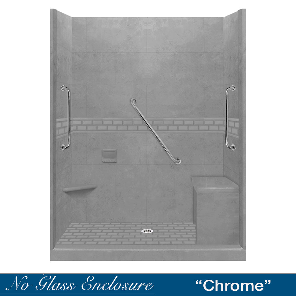 Freedom Subway Wet Cement 60" Alcove Shower Enclosure Kit