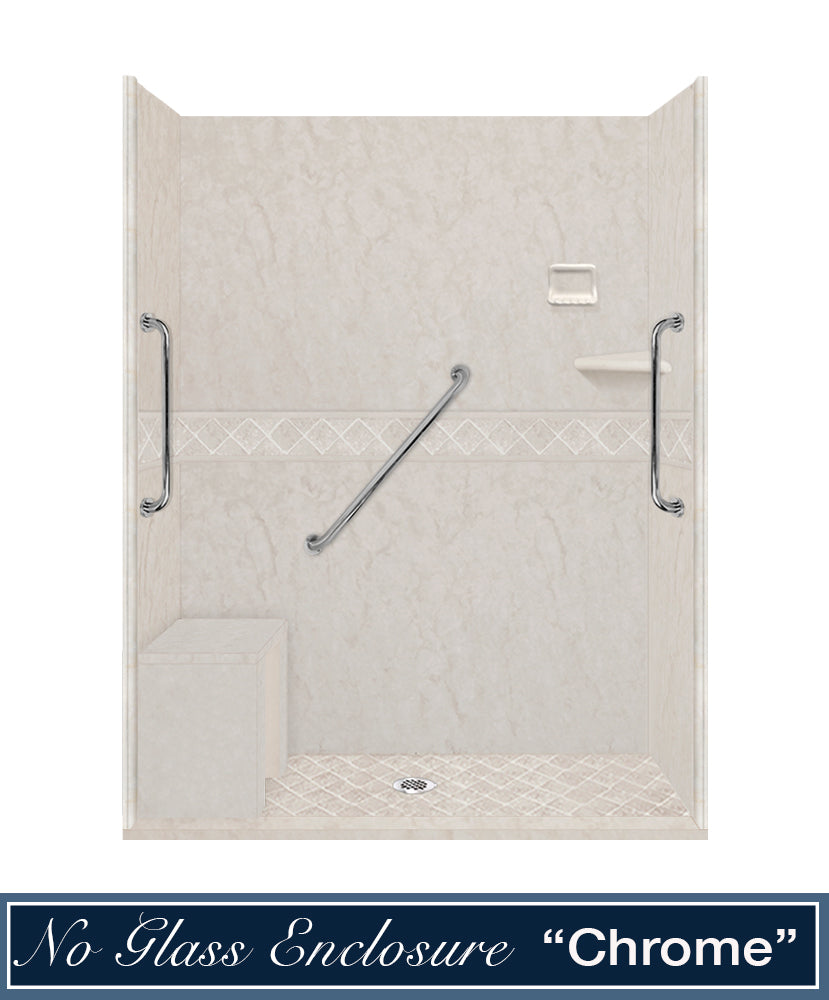 Freedom Rafe Marble Diamond Alcove Shower Enclosure Kit