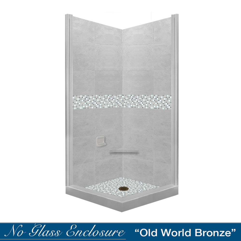 Corner Portland Cement Sistine Stone & Del Mar Mosaic Accent ("DIY Shower Remodel Kit")