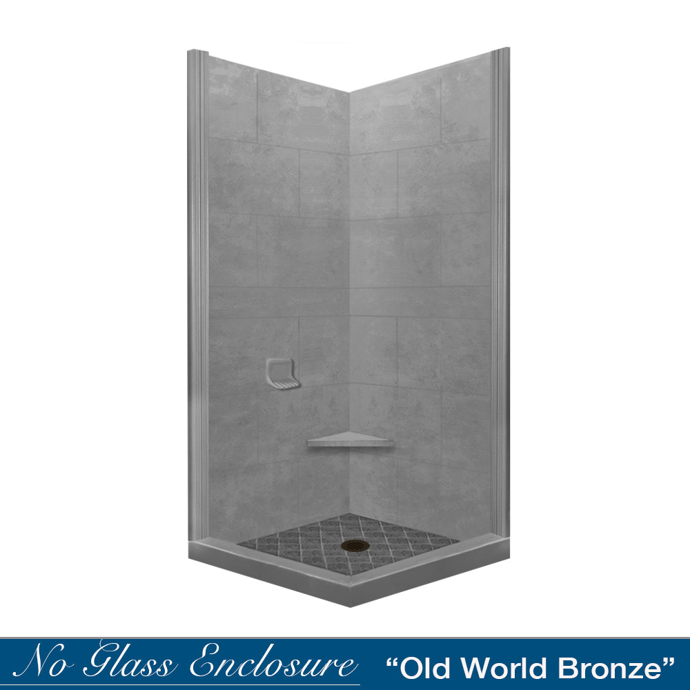 Diamond Solid Wet Cement Corner Shower Enclosure Kit