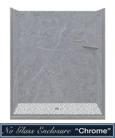 Grio Marble Del Mar Mosaic Alcove Shower Kit