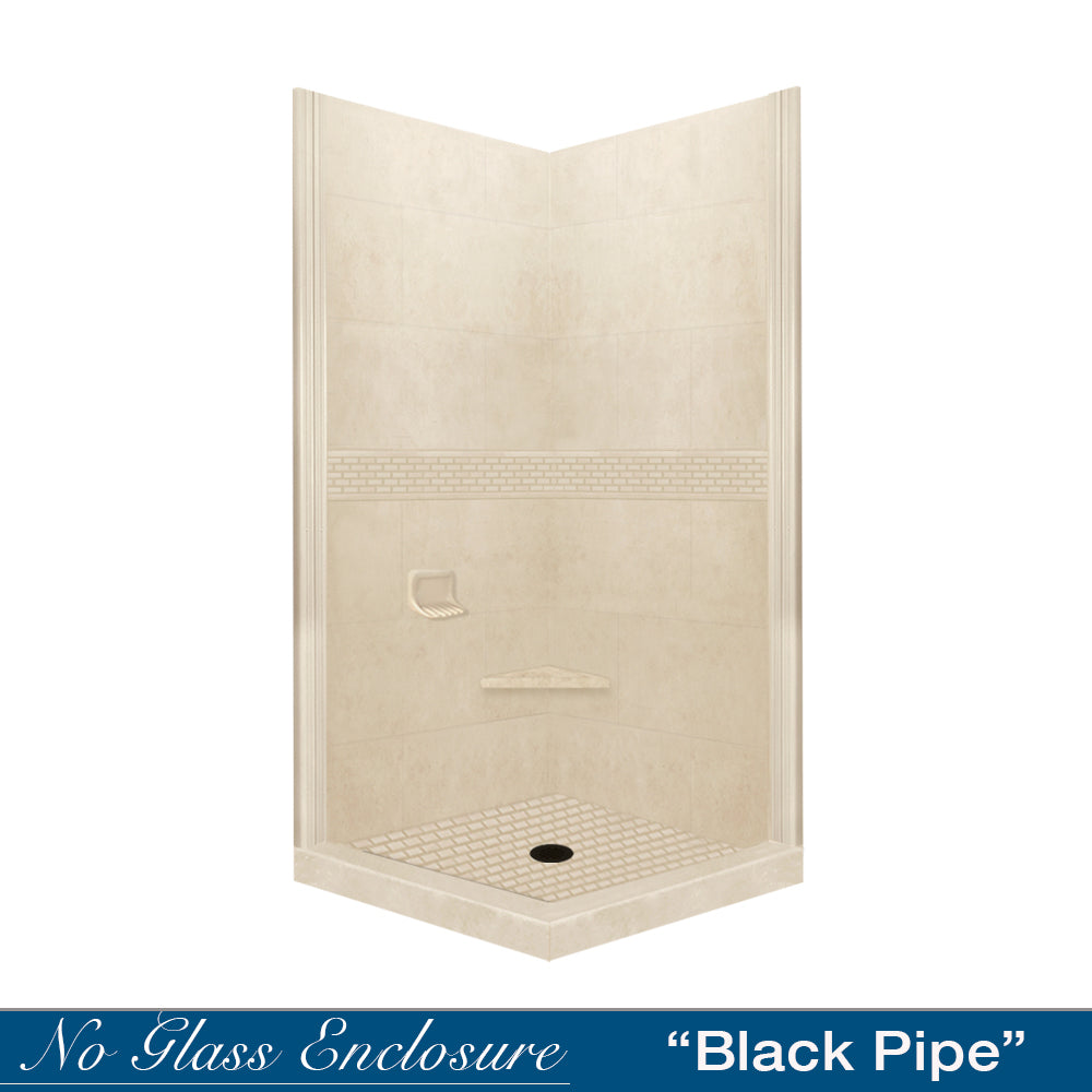 Corner Desert Sand Sistine Stone & Classic Stone Accent ("DIY Shower Remodel Kit")