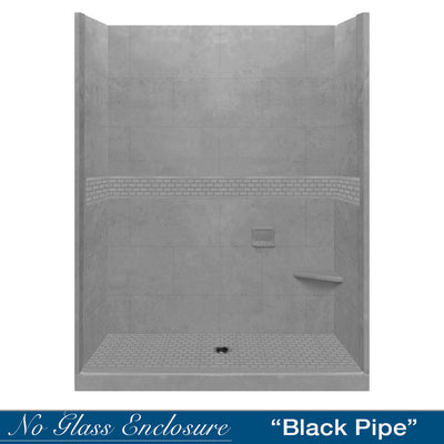 Classic Wet Cement 60" Alcove Stone Shower Enclosure Kit