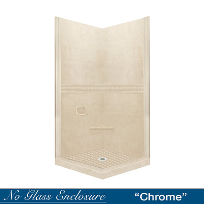 Classic Desert Sand Corner Shower Enclosure Kit