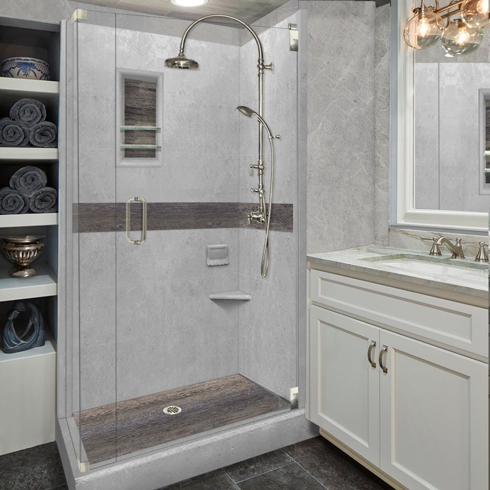 Custom Showers Your Way (Includes: Corner Pan, Walls, Thresholds, and –  American Bath Factory