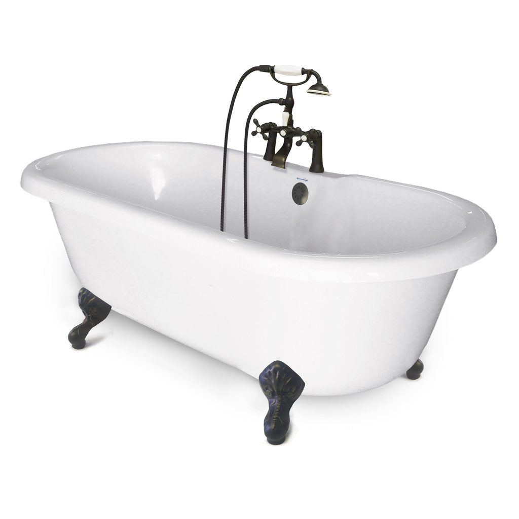 70 In. Clawfoot Double Bathtub (Includes Faucet and Drain)
