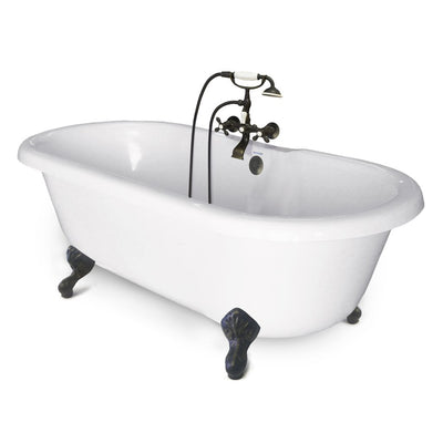 60 In. Clawfoot Bathtub Double Ended (Includes Faucet and Drain)