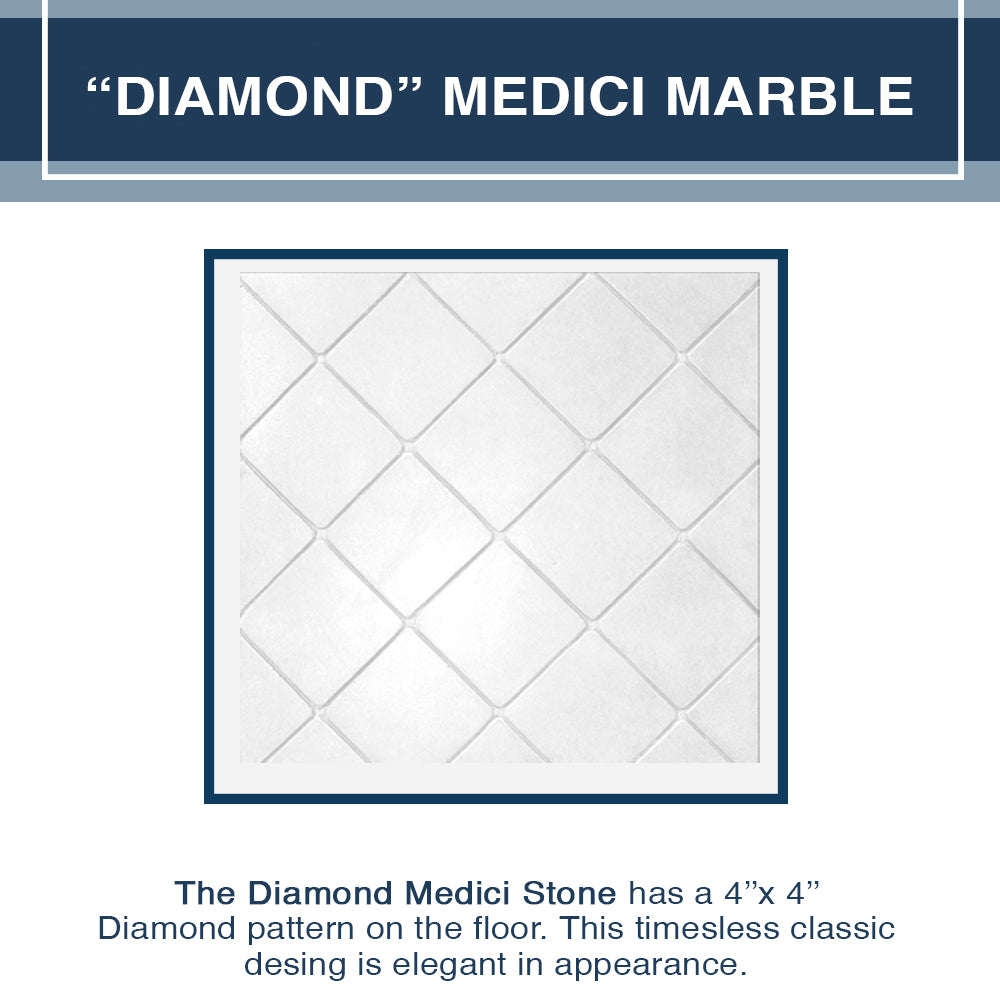 Carrara Marble Diamond Corner Shower Enclosure Kit