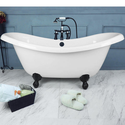 67" Double Slipper Bathtub with Old World Bronze Ball & Claw Feet  Google Ad Clawfoot - American Bath Factory
