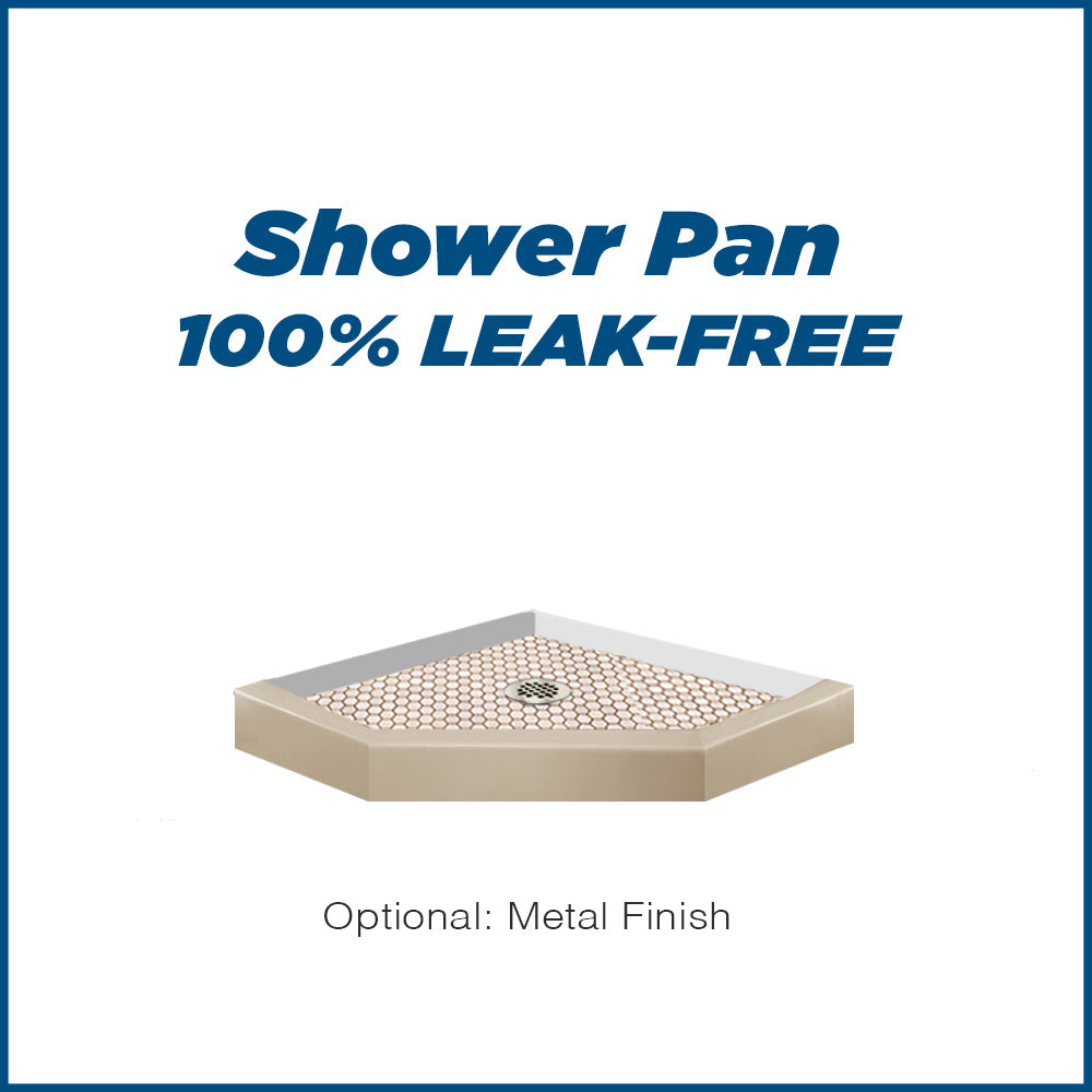 Neo-Angle Desert Sand Sistine Stone & Honey Hex Mosaic Accent Shower Remodel Kit
