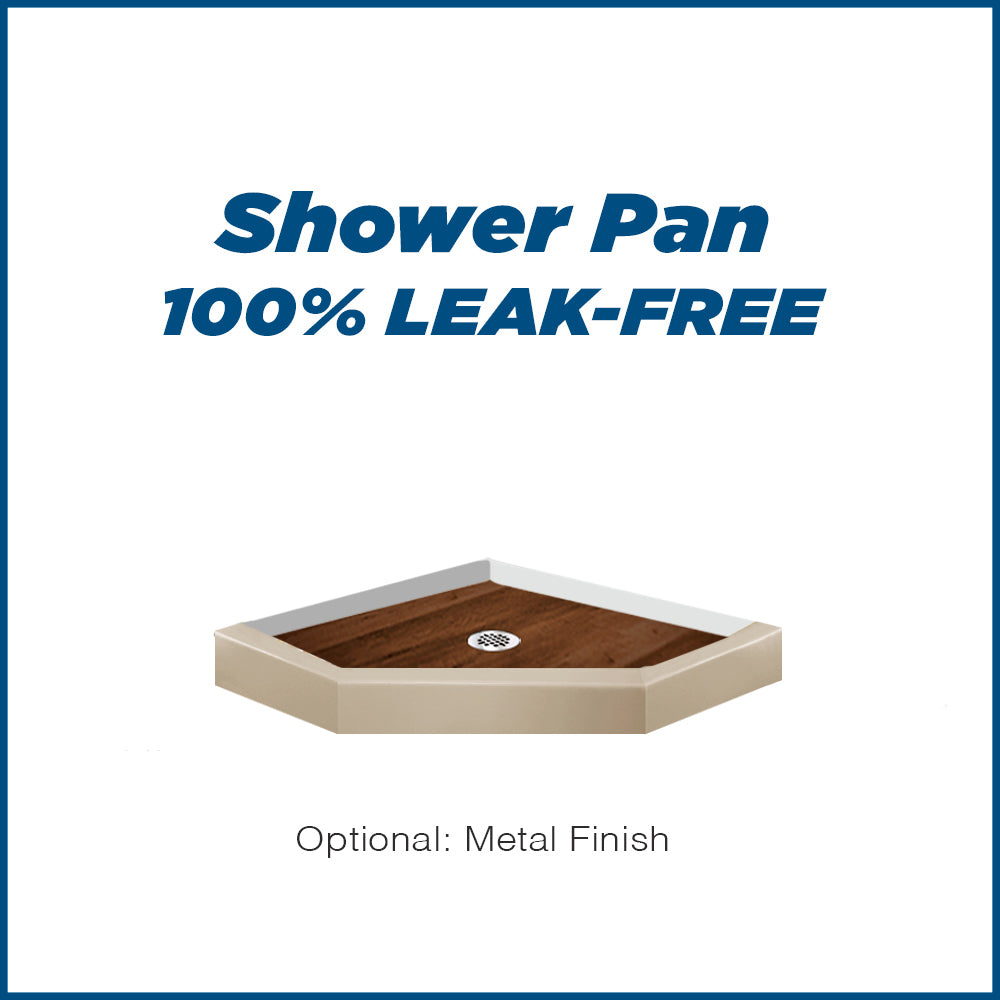 Neo-Angle Desert Sand Sistine Stone & Burnt Oak Wood Accent ("DIY Shower Remodel Kit")