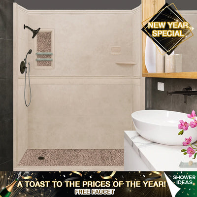 NEW YEAR'S SPECIAL! Designer Collection, Brown Sugar Alcove 60" Shower Kit with FREE FAUCET.