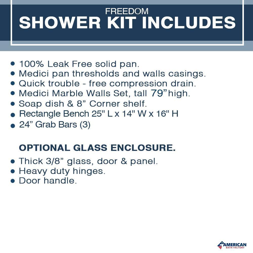 Freedom Grio Marble Classic Alcove Shower Enclosure Kit