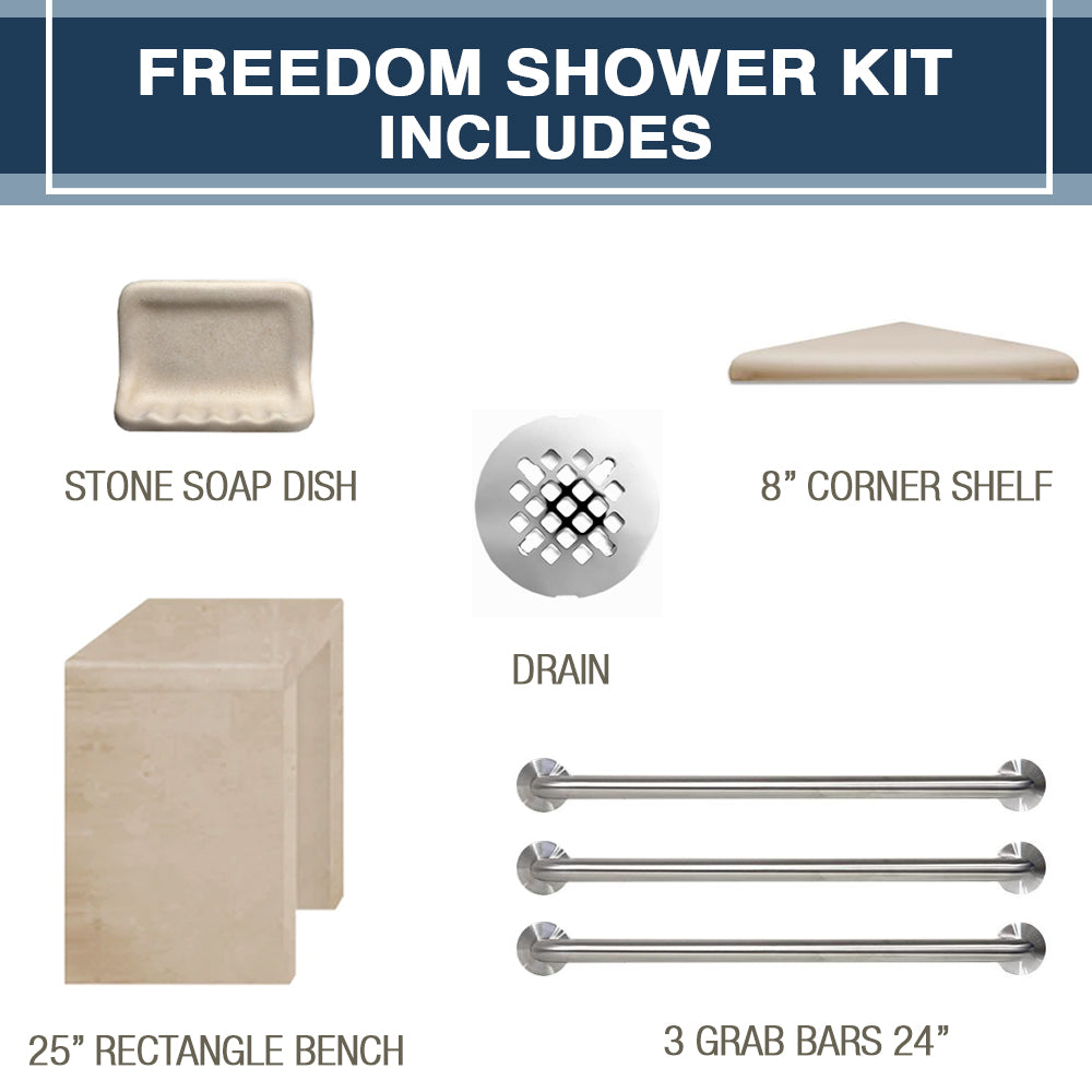 Freedom Carrara Marble Newport Mosaic Alcove Shower Kit