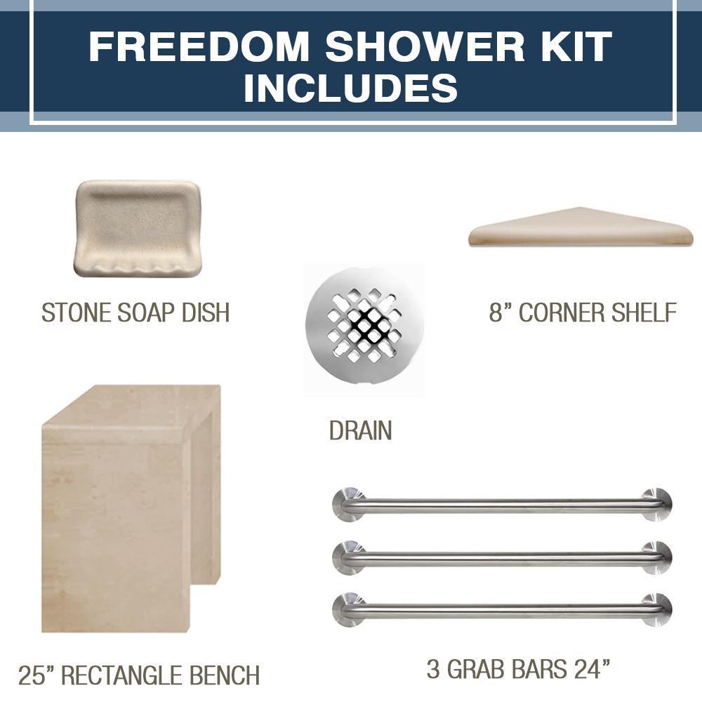 Freedom Grio Marble Classic Alcove Shower Enclosure Kit