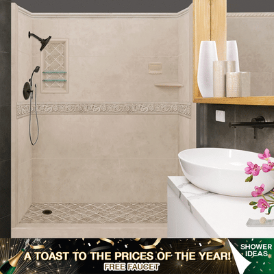 NEW YEAR'S SPECIAL! Designer Collection, Brown Sugar Alcove 60" Shower Kit with FREE FAUCET.