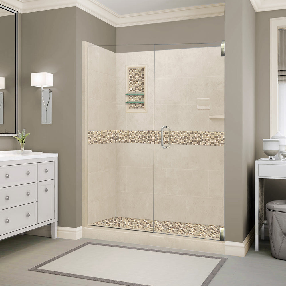 Roma Mosaic Desert Sand 60" Alcove Stone Shower Kit