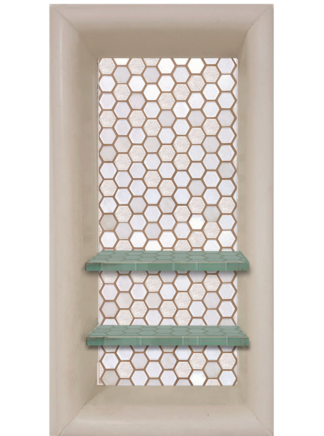 Mosaic Tile Vertical Shampoo Shelf  Shower Detail - American Bath Factory