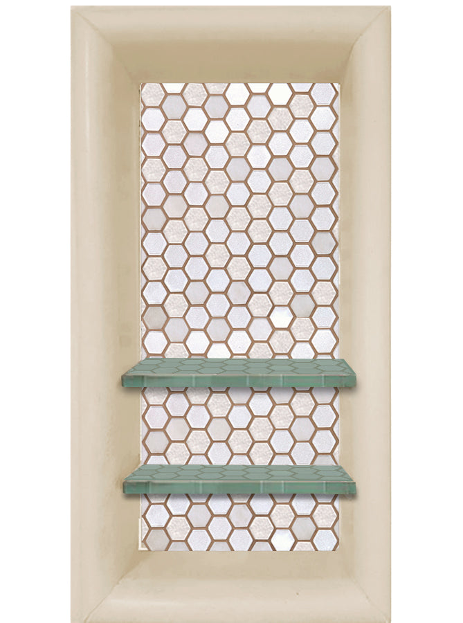 Mosaic Tile Vertical Shampoo Shelf  Shower Detail - American Bath Factory