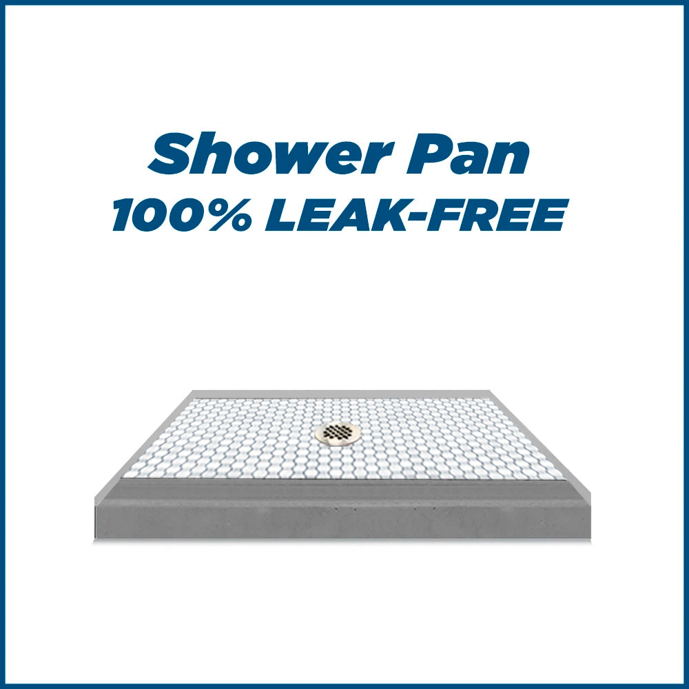 Pearl Hex Mosaic Wet Cement Small Alcove Shower Kit
