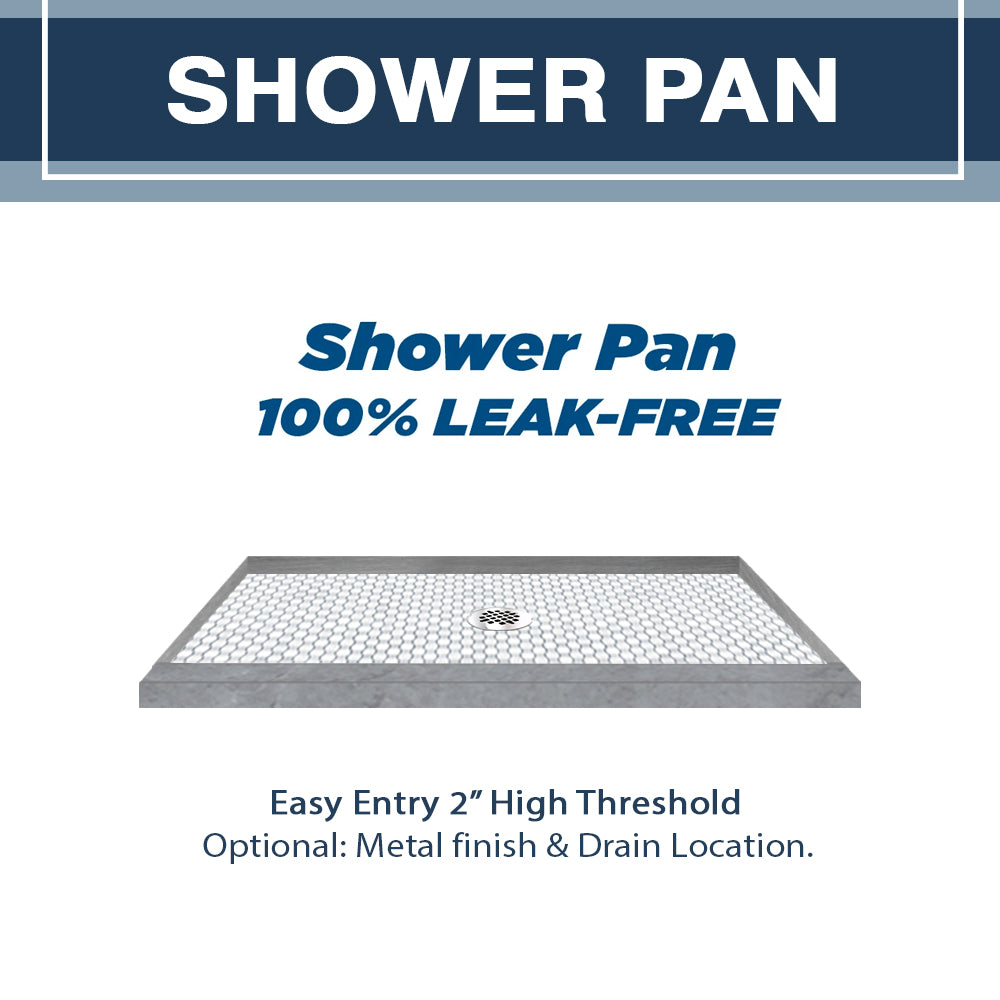 Freedom 60" Alcove Grio Medici Marble & Pearl Hex Mosaic Accent Shower Remodel Kit