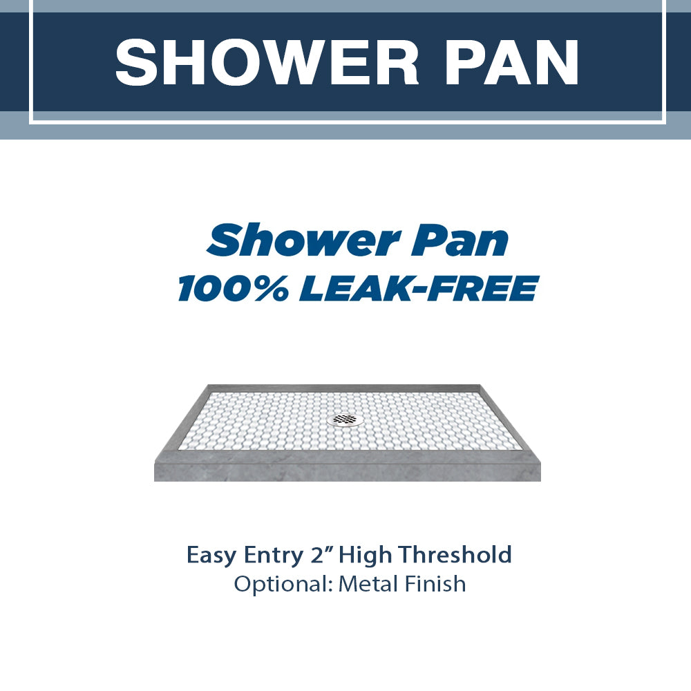Freedom 60" Alcove Grio Medici Marble & Pearl Hex Mosaic Accent Shower Remodel Kit