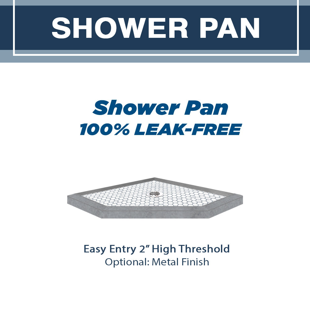 Grio Marble Pearl Hex Mosaic Neo Shower Enclosure Kit