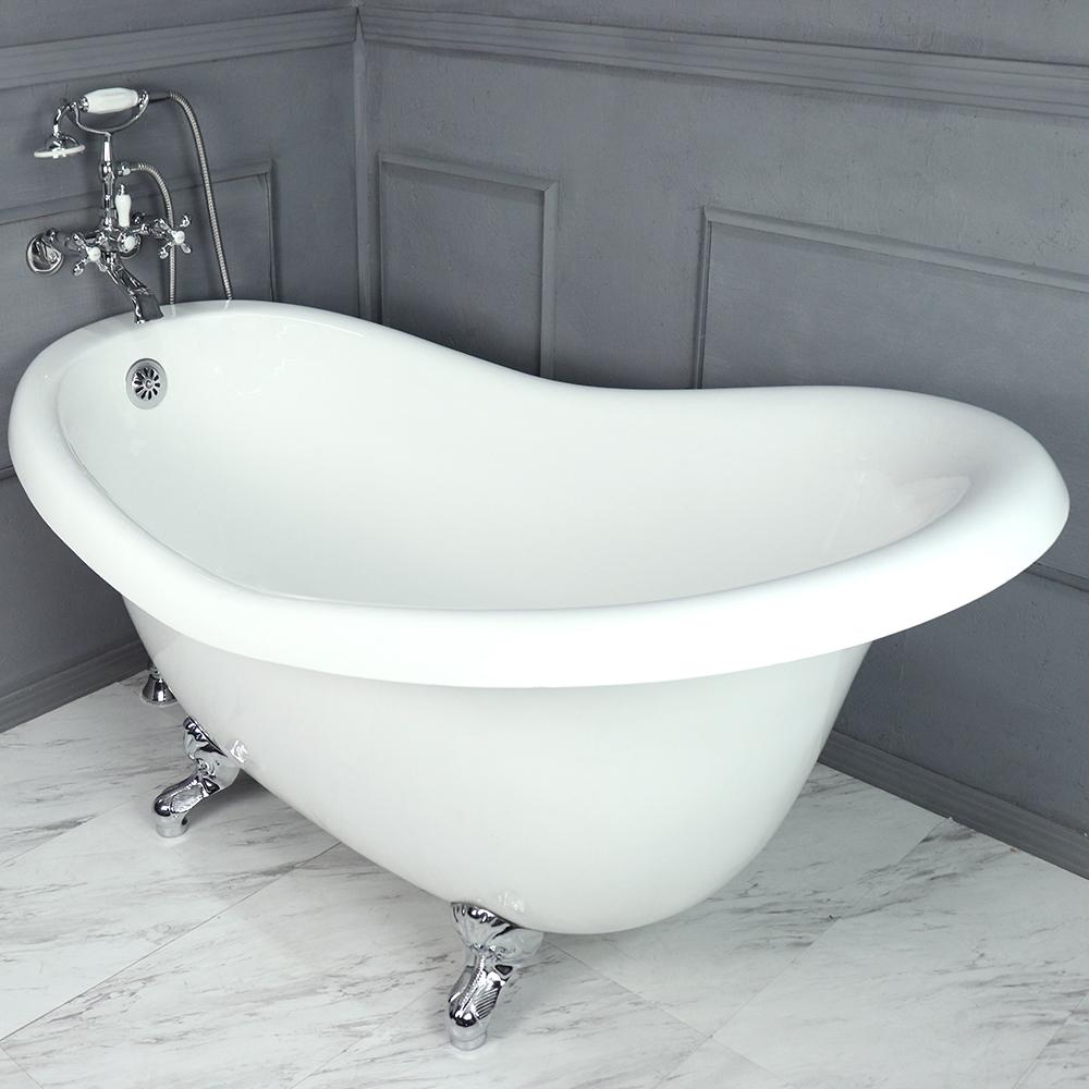 60 In. Clawfoot Slipper Bathtub (Includes Faucet and Drain)