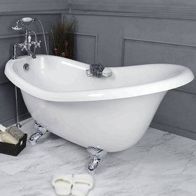 71 Inch Clawfoot Bathtub Slipper (Includes Faucet and Drain)