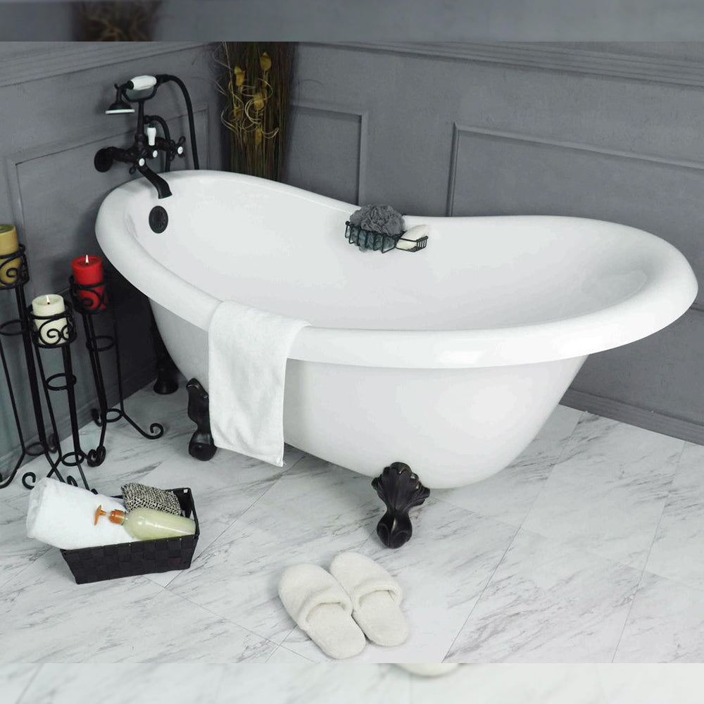67 Inch Clawfoot Slipper Bathtub (Includes Faucet and Drain)