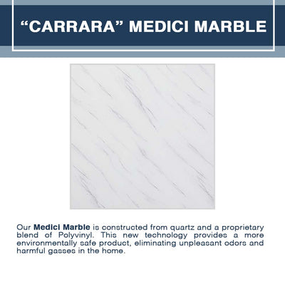 Freedom Carrara Marble Newport Mosaic Alcove Shower Enclosure Kit