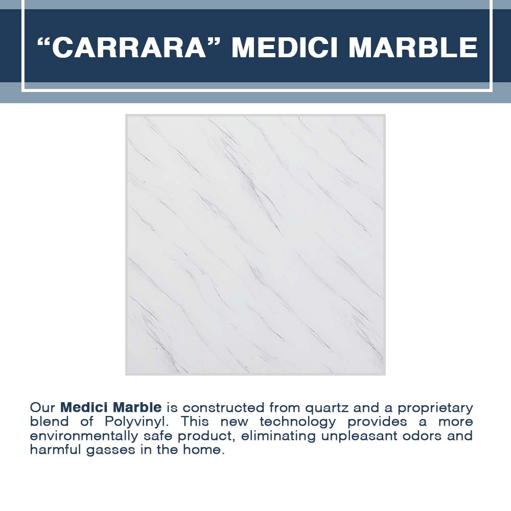 Freedom Carrara Marble Del Mar Mosaic Alcove Shower Kit