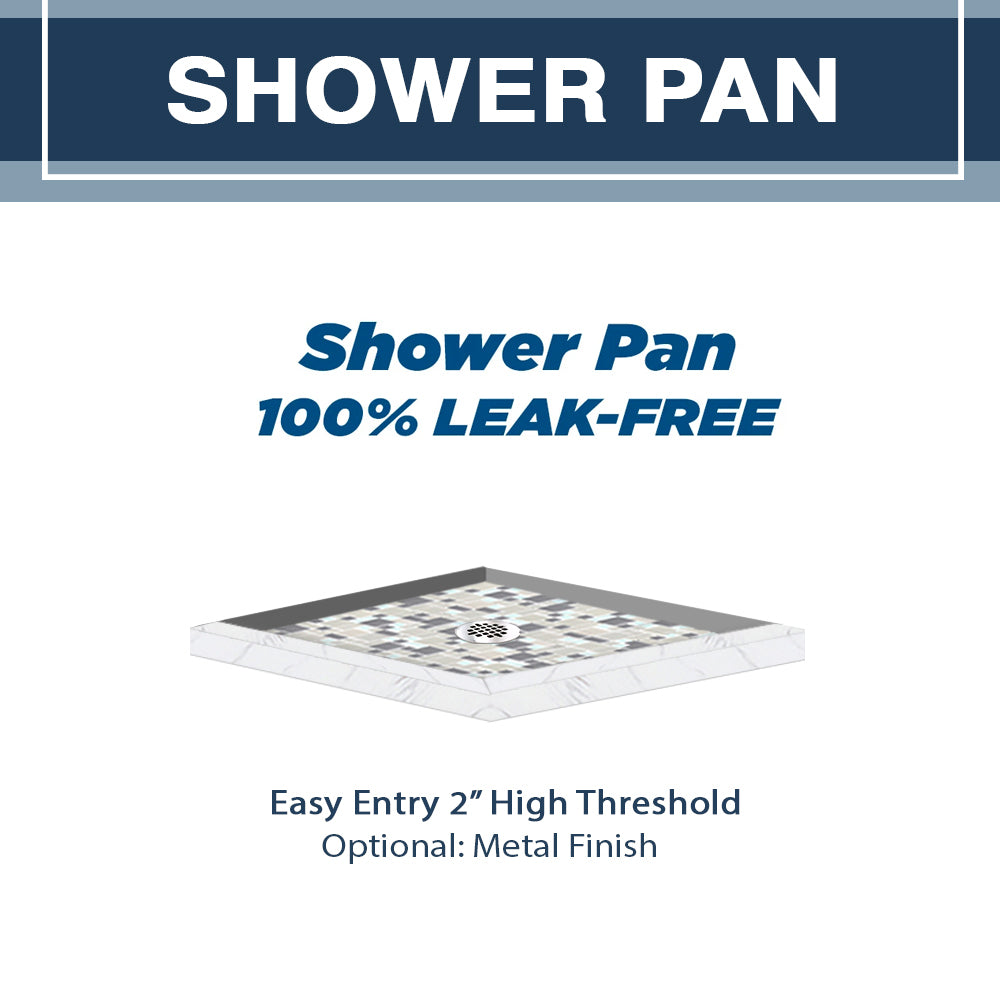 Carrara Marble Newport Mosaic Corner Shower Enclosure Kit