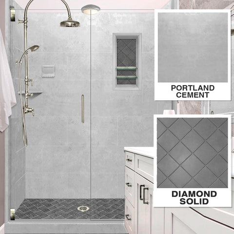 Diamond Solid Portland Cement 60" Alcove Shower Kit
