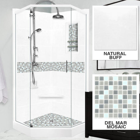 Del Mar Mosaic Natural Buff Neo Shower Enclosure Kit