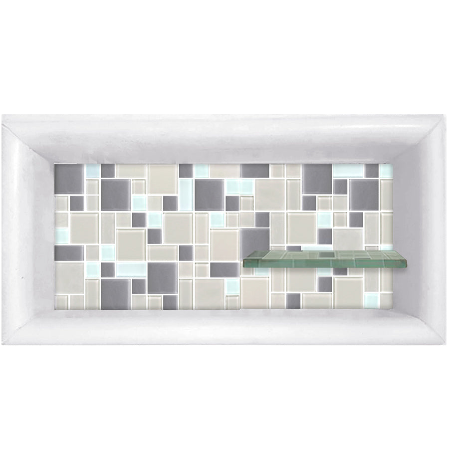 Mosaic Tile Horizontal Shampoo Shelf  Shower Detail - American Bath Factory