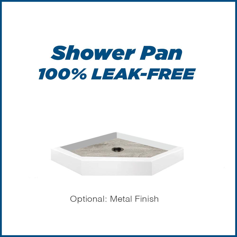 Neo-Angle Natural Buff Sistine Stone & Sterling Oak Wood Accent ("DIY Shower Remodel Kit")