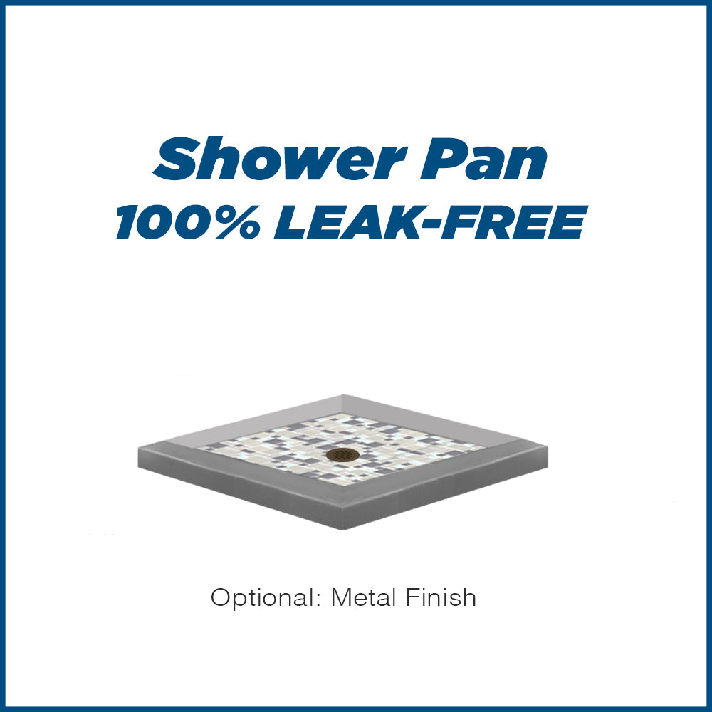 Corner Wet Cement Sistine Stone & Newport Mosaic Accent Shower Remodel Kit