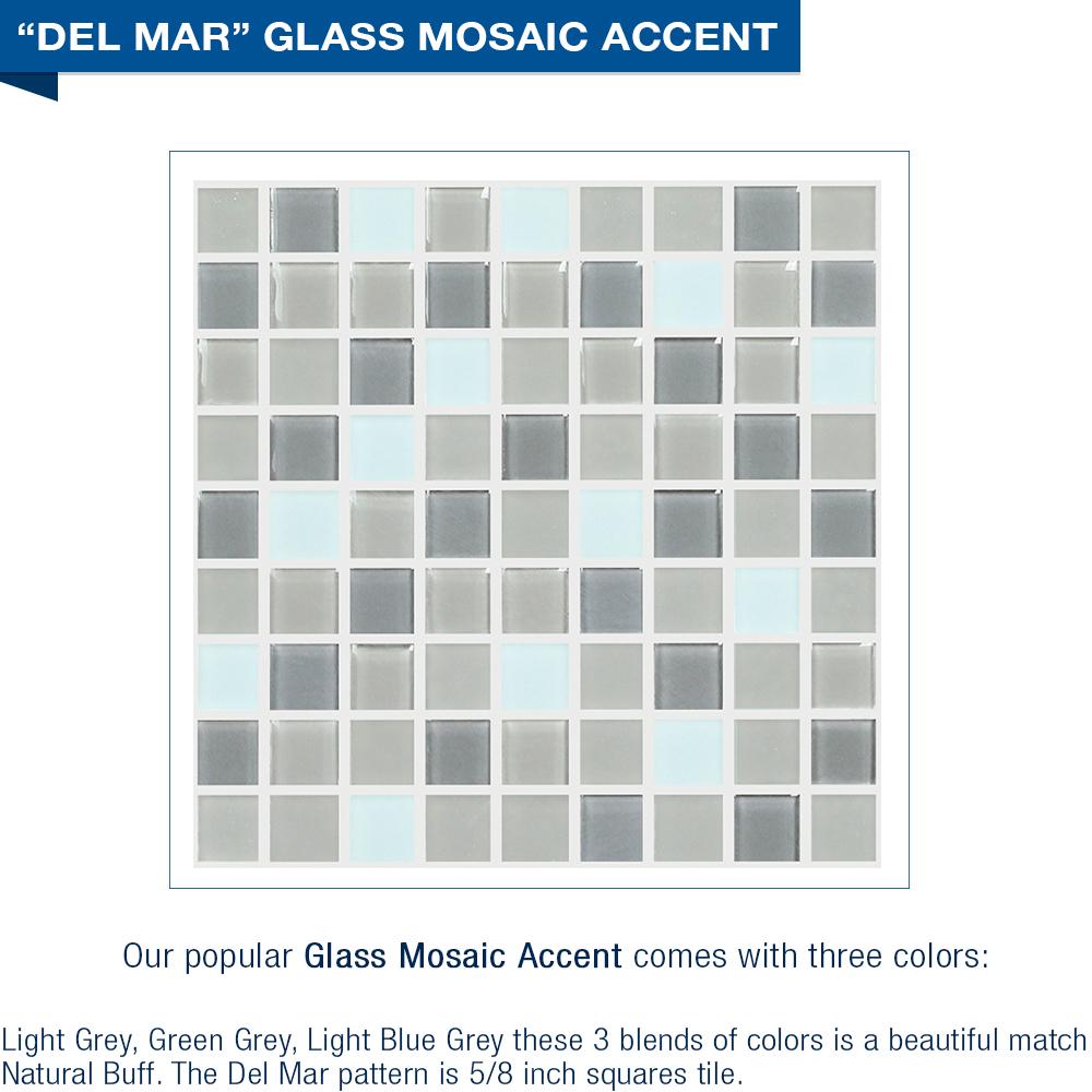 Clearance-42" X 36"  Natural Buff Del Mar Mosaic Corner Shower Kit