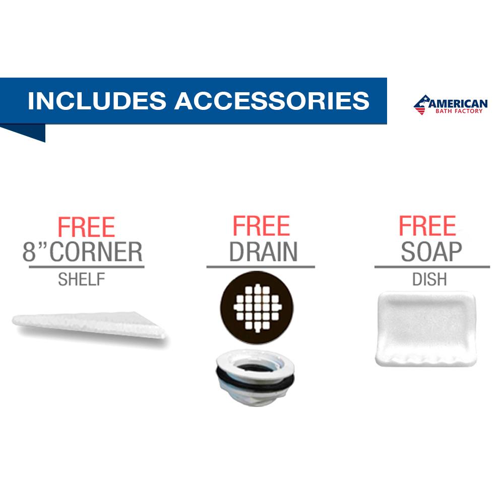 Natural Buff Corner Shower Enclosure Kit with Subway Black Accent