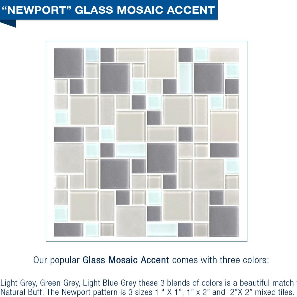 Newport Mosaic Natural Buff Small Alcove Shower Enclosure Kit