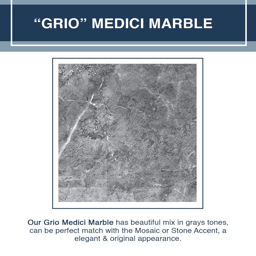 Grio Marble Del Mar Mosaic Alcove Shower Enclosure Kit