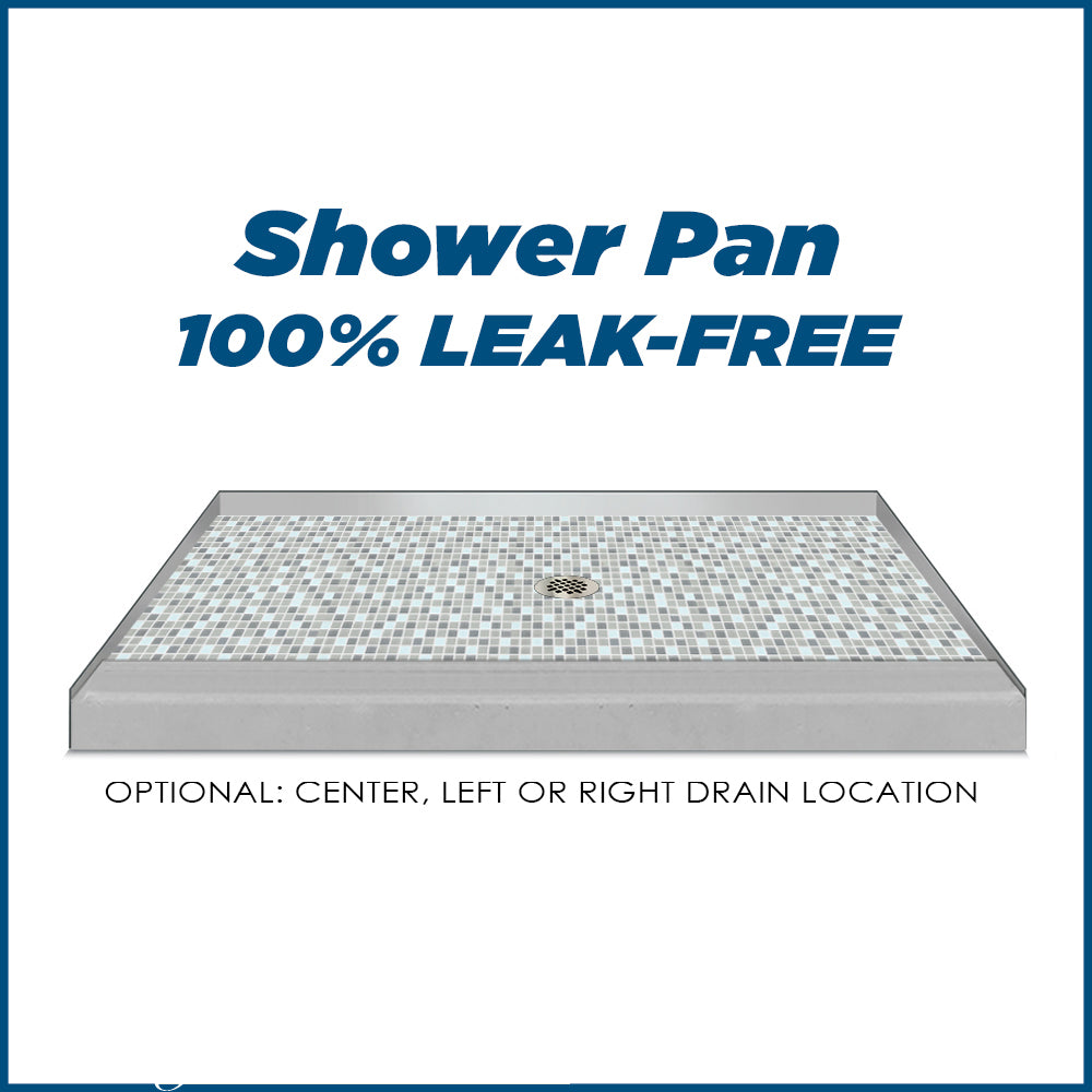 Freedom Standard Portland Cement Del Mar Mosaic Wet Cement 60" Alcove Shower Kit  testing shower - American Bath Factory