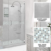 Alcove Portland Cement Sistine Stone & Del Mar Mosaic Accent Shower Remodel Kit