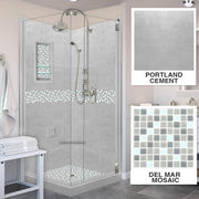 Corner Portland Cement Sistine Stone & Del Mar Mosaic Accent ("DIY Shower Remodel Kit")