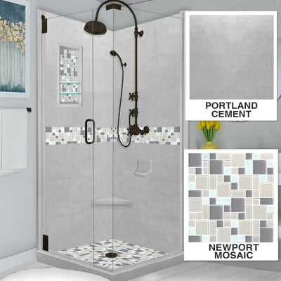Newport Mosaic Portland Cement Corner Shower Enclosure Kit
