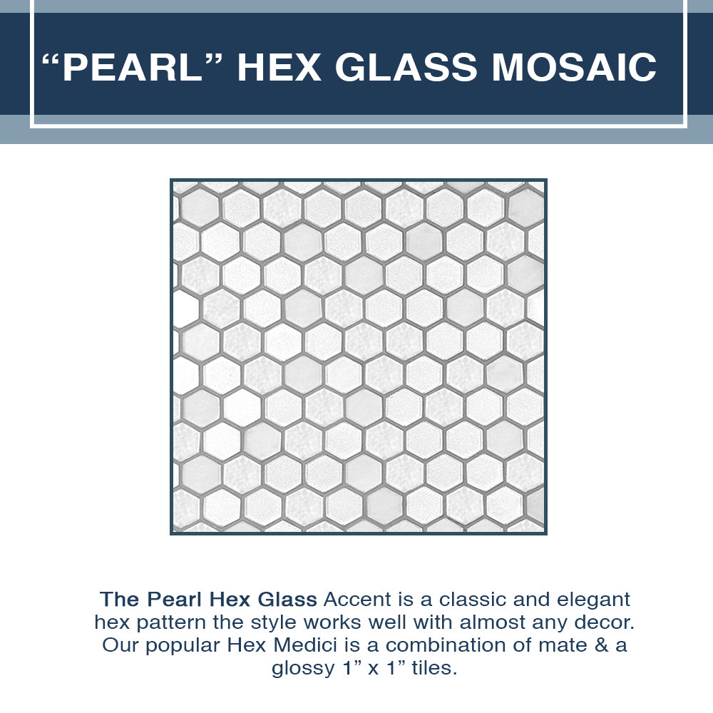 60" Alcove Carrara Medici Marble & Pearl Hex Mosaic Accent ("DIY Shower Remodel Kit")