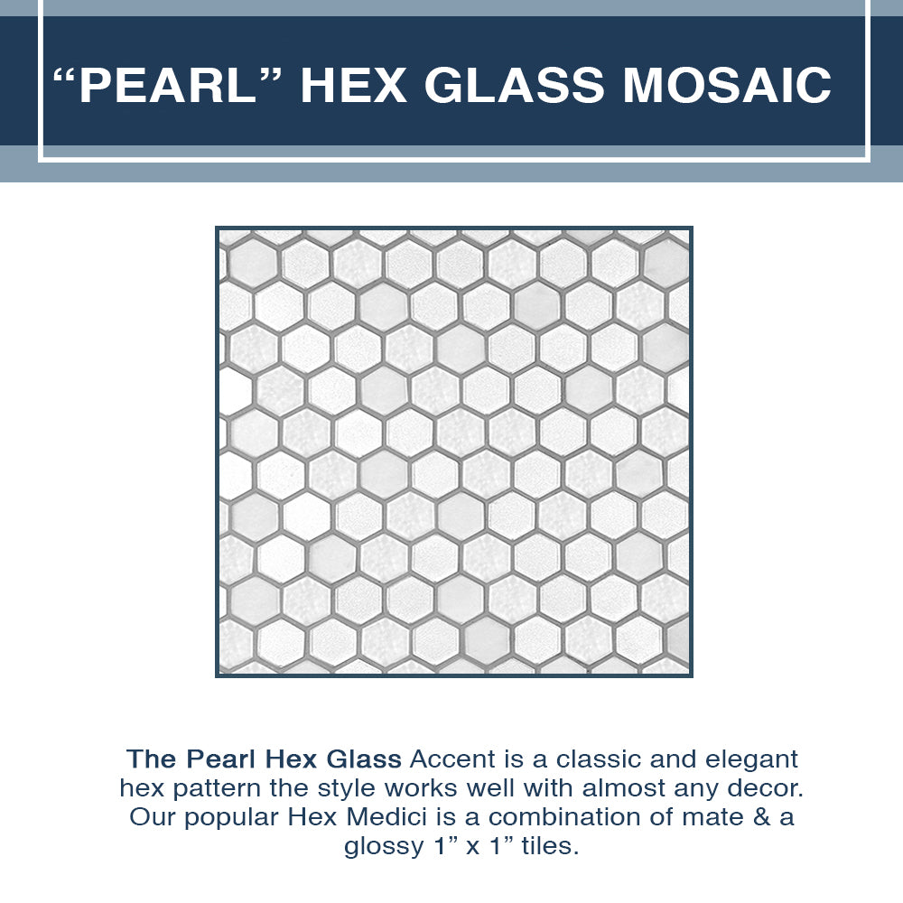 Carrara Marble Pearl Hex Mosaic Alcove Shower Kit