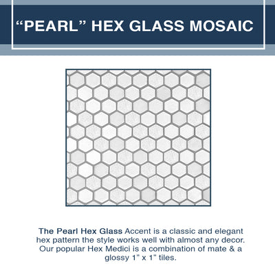 Freedom Carrara Marble Pearl Hex Mosaic Alcove Shower Enclosure Kit