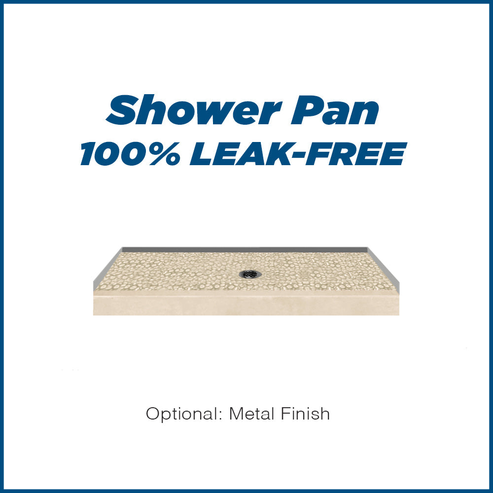 60" Alcove Desert Sand Sistine Stone & Pebble Stone Accent Shower Remodel Kit